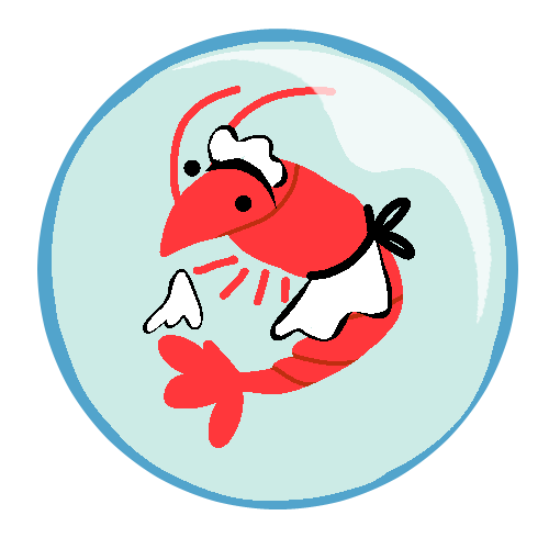 a bubble showing shrimp in a maid outfit
