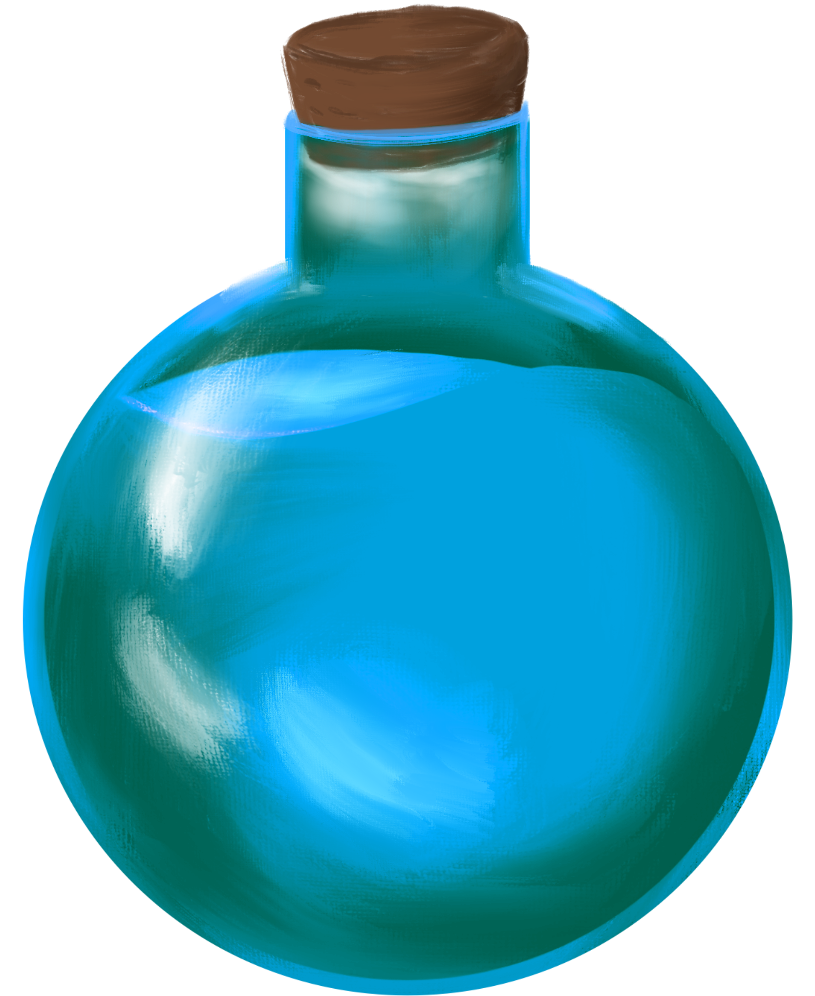 A blue potion with green lighting.