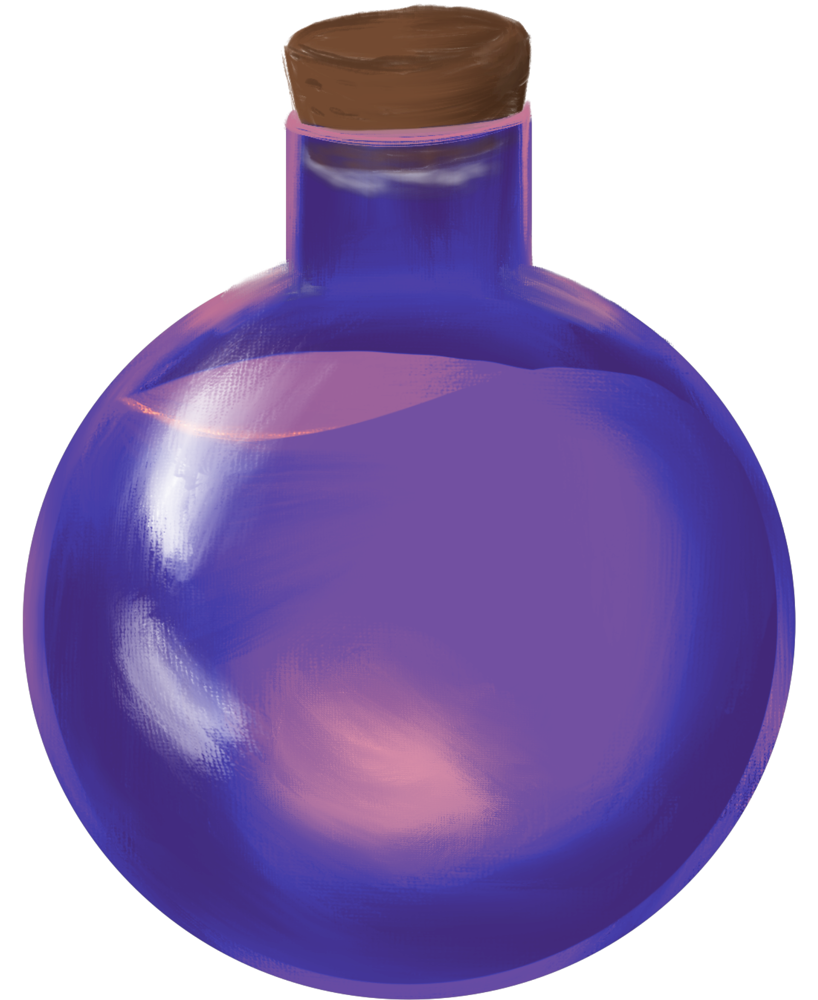 A purple ish bottle with pink lighting.