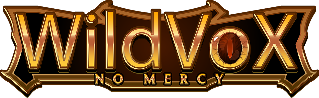 Golden logo saying WildVox with Show no mercy in a smaller font below.