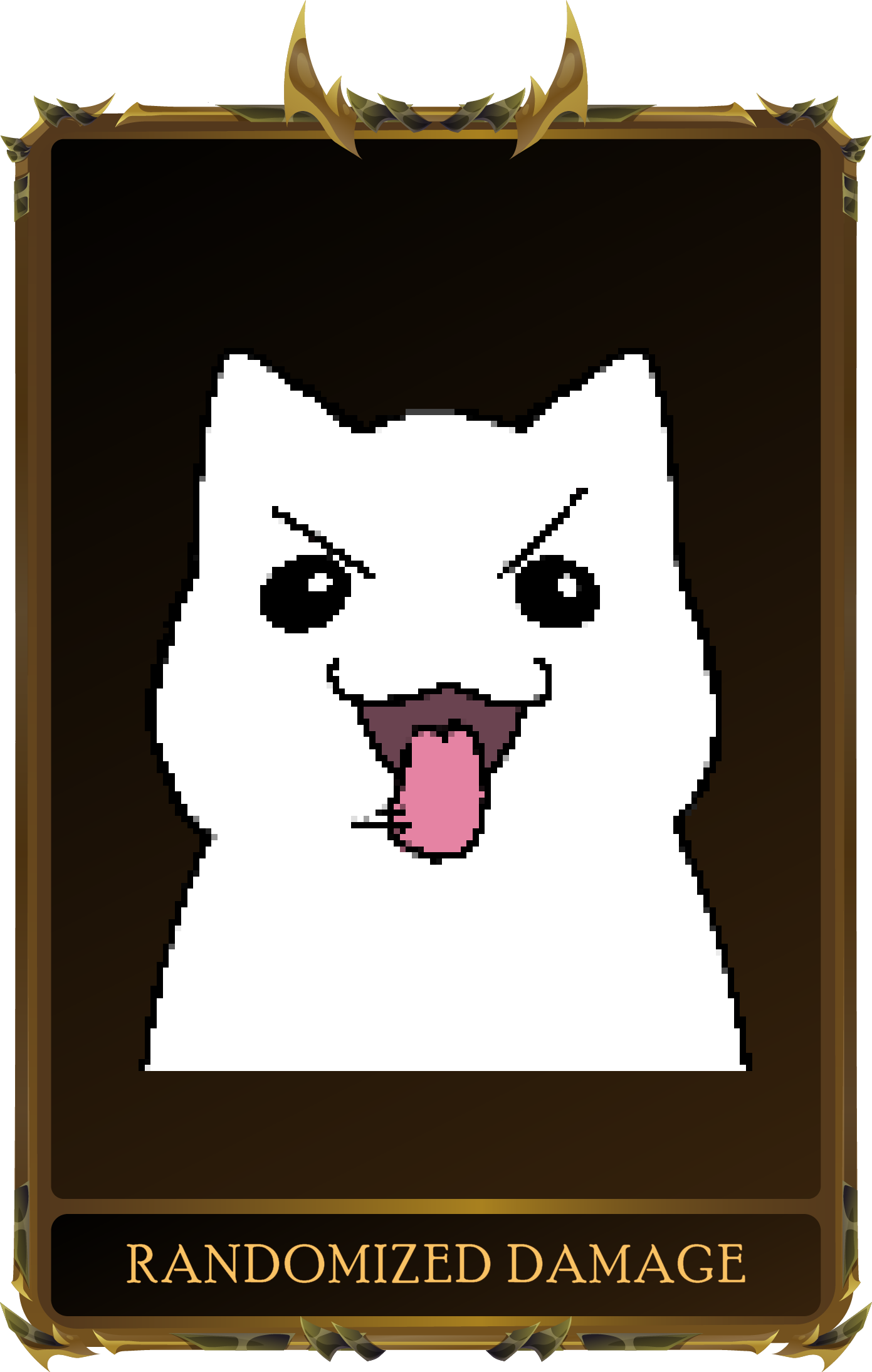 card image with a hand drawn cat its tongue out