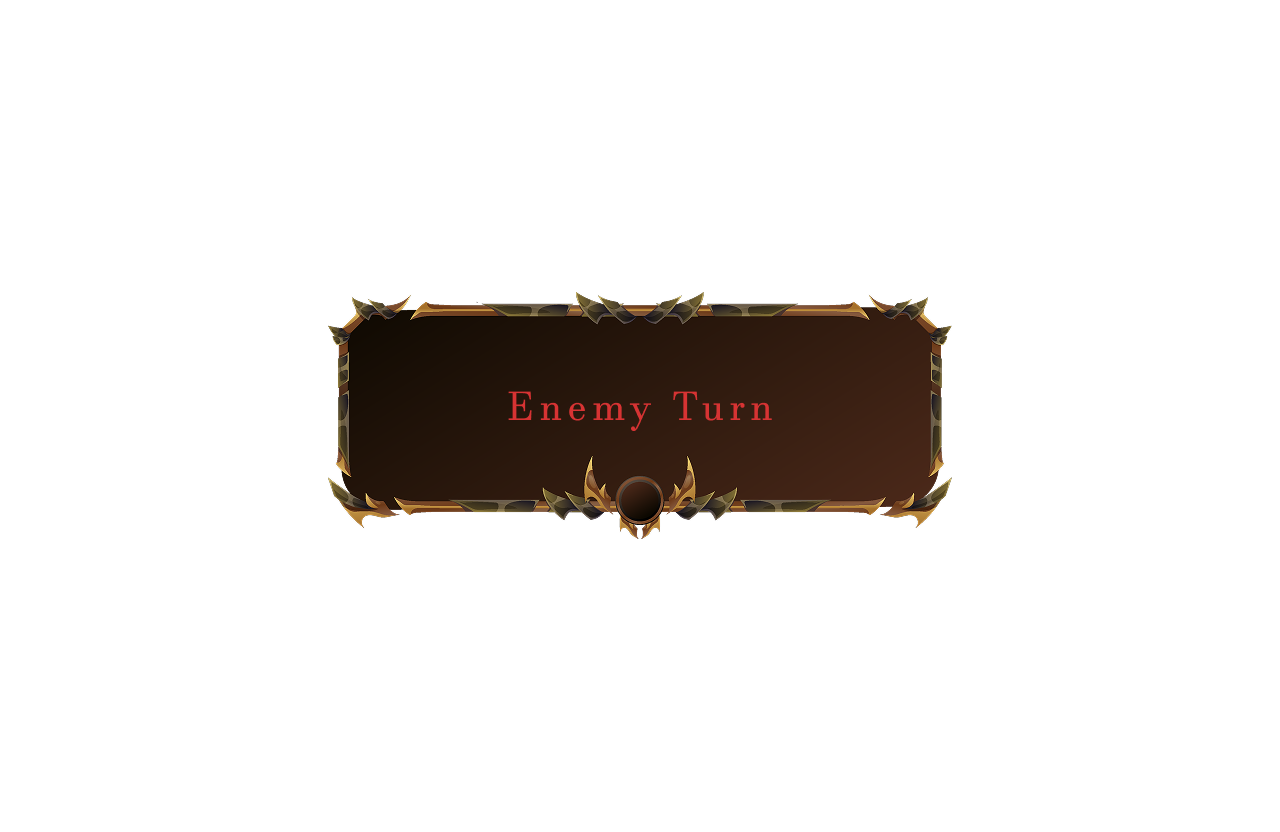 brown rectangle with enemy turn in text in the center of the box
